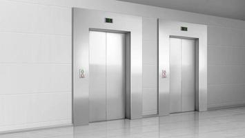 metall hiss dörrar i modern kontor hall vektor
