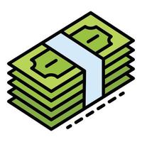 Dollar Geld Stapel Symbol Farbe Umriss Vektor