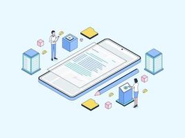 digital signatur isometrisk illustration linjär Färg. lämplig för mobil app, hemsida, baner, diagram, infografik, och Övrig grafisk tillgångar. vektor