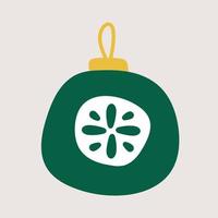vektor hand dragen element, jul träd dekoration, grön leksak. enkel modern design, scandinavian stil. för Semester kort, dekorationer, mallar