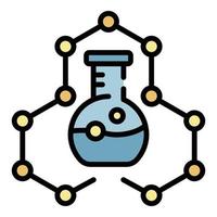 Moleküle und Flaschensymbol Farbumrissvektor vektor