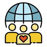 global människor välgörenhet ikon Färg översikt vektor