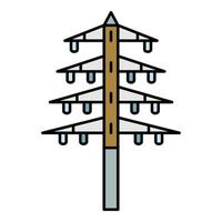 fara elektrisk torn ikon Färg översikt vektor