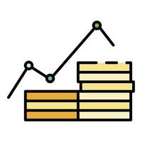 Geld Diagramm Symbol Farbe Umriss Vektor