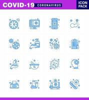 covid19 skydd coronavirus hängande 16 blå ikon uppsättning sådan som incident kropp byggnad spela in muskel ärm viral coronavirus 2019 nov sjukdom vektor design element