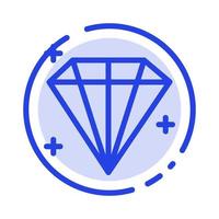 diamant juvel användare blå prickad linje linje ikon vektor