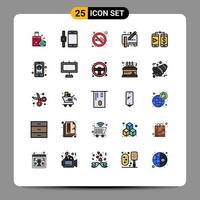 Aktienvektor-Icon-Pack mit 25 Zeilenzeichen und Symbolen für Geld, Handy, Nichtraucher, Lineal, Entwurf, editierbare Vektordesign-Elemente vektor