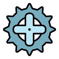 Fahrrad Kettenrad Symbol Farbe Umriss Vektor