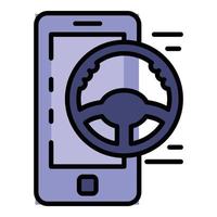 Smartphone-Carsharing-Symbol Farbumrissvektor vektor