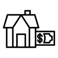 Zahlung von Hypothekenwohnungssymbol, Umrissstil vektor