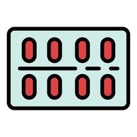 Vitamin Pille Packung Symbol Farbe Umriss Vektor