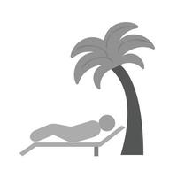 liggande på strand platt gråskale ikon vektor