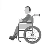auf Rollstuhl sitzend, flaches Graustufen-Symbol vektor