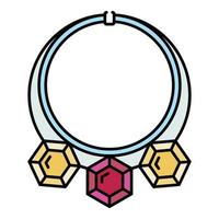 diamant halsband ikon Färg översikt vektor