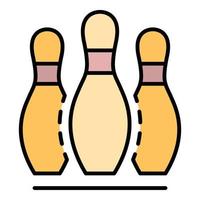 Starten Sie das Bowling-Spiel-Symbol Farbumrissvektor vektor