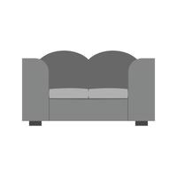 soffa platt gråskale ikon vektor