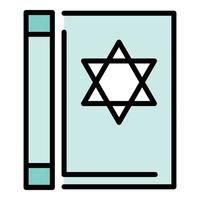 torah bok ikon Färg översikt vektor