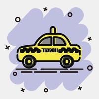 Symbol-Taxi. Transportelemente. Symbole im Comic-Stil. gut für Drucke, Poster, Logos, Schilder, Werbung usw. vektor