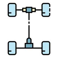 Auto Fahrwerk Symbol Farbe Umriss Vektor