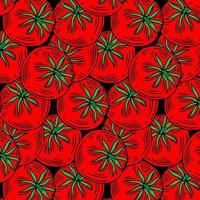 mönster av röd hand dragen tomater, tomat skivor på en vit bakgrund. vektor illustration