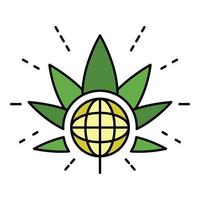 Globales Marihuana-Blatt-Logo, Umrissstil vektor