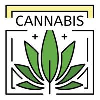 Cannabis-Drogen-Öko-Blatt-Logo, Umrissstil vektor