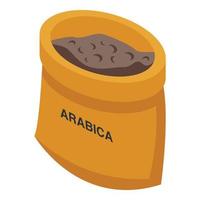 kaffe arabica säck ikon, isometrisk stil vektor
