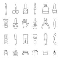 Symbole für Maniküre und Pediküre. einfacher Vektorsatz. enthält Zeichen wie Nagelfeile, Schere, Bürste und mehr. schöne einfache Symbole. vektor