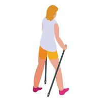 Nordic-Walking-Ikone für Erwachsene, isometrischer Stil vektor