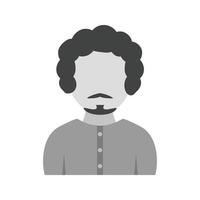 pojke i fransk mustasch platt gråskala ikon vektor