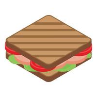 friska frukost smörgås ikon, isometrisk stil vektor