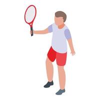 Junge Tennisspieler-Ikone, isometrischer Stil vektor