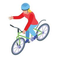 Urlaub Kind Radfahren Symbol, isometrischer Stil vektor