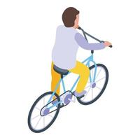 aktiva unge cykling ikon, isometrisk stil vektor