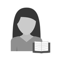 kvinna läsning platt gråskale ikon vektor