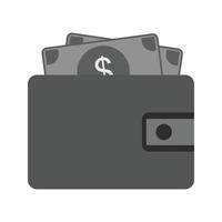plånbok full av pengar platt gråskale ikon vektor