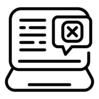 Laptop-Online-Abneigungssymbol, Umrissstil vektor