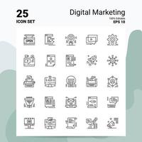 25 digitales Marketing-Icon-Set 100 bearbeitbare eps 10-Dateien Business-Logo-Konzept-Ideen-Line-Icon-Design vektor