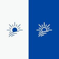 Helligkeit, Licht, Sonne, Frühling, Linie und Glyphe, solides Symbol, blaues Banner. Linie und Glyphe, solides Symbol, blaues Banner vektor
