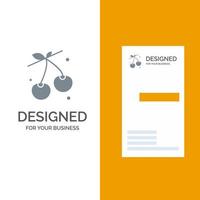 Beerenkirschlebensmittelfrühlingsgraues Logodesign und Visitenkartenschablone vektor