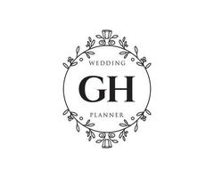 gh initialer brev bröllop monogram logotyper samling, hand dragen modern minimalistisk och blommig mallar för inbjudan kort, spara de datum, elegant identitet för restaurang, boutique, Kafé i vektor