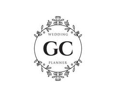 gc initialer brev bröllop monogram logotyper samling, hand dragen modern minimalistisk och blommig mallar för inbjudan kort, spara de datum, elegant identitet för restaurang, boutique, Kafé i vektor