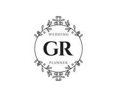 gr initialer brev bröllop monogram logotyper samling, hand dragen modern minimalistisk och blommig mallar för inbjudan kort, spara de datum, elegant identitet för restaurang, boutique, Kafé i vektor