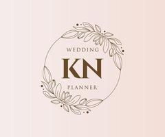 kn initialer brev bröllop monogram logotyper samling, hand dragen modern minimalistisk och blommig mallar för inbjudan kort, spara de datum, elegant identitet för restaurang, boutique, Kafé i vektor