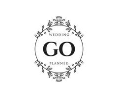 gehen initialen brief hochzeit monogramm logos sammlung, handgezeichnete moderne minimalistische und florale vorlagen für einladungskarten, datum speichern, elegante identität für restaurant, boutique, café im vektor