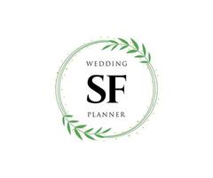 sf initialen brief hochzeitsmonogramm logos sammlung, handgezeichnete moderne minimalistische und florale vorlagen für einladungskarten, save the date, elegante identität für restaurant, boutique, café im vektor