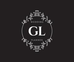 gl initialen brief hochzeit monogramm logos sammlung, handgezeichnete moderne minimalistische und florale vorlagen für einladungskarten, save the date, elegante identität für restaurant, boutique, café im vektor