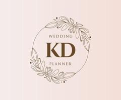 kd initialer brev bröllop monogram logotyper samling, hand dragen modern minimalistisk och blommig mallar för inbjudan kort, spara de datum, elegant identitet för restaurang, boutique, Kafé i vektor