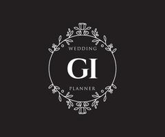 gi initialen brief hochzeitsmonogramm logos sammlung, handgezeichnete moderne minimalistische und florale vorlagen für einladungskarten, save the date, elegante identität für restaurant, boutique, café im vektor