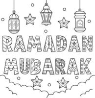 Ramadan Mubarak zum Ausmalen für Kinder vektor